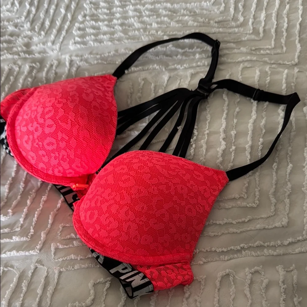 PINK Victoria's Secret Women's Neon Pink Lace Bra